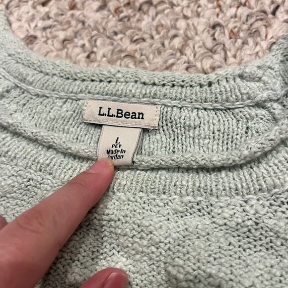 LL Bean Cotton Slub Rollneck Pullover Sz L Pale Turquoise Preppy Old Money - Picture 2 of 6